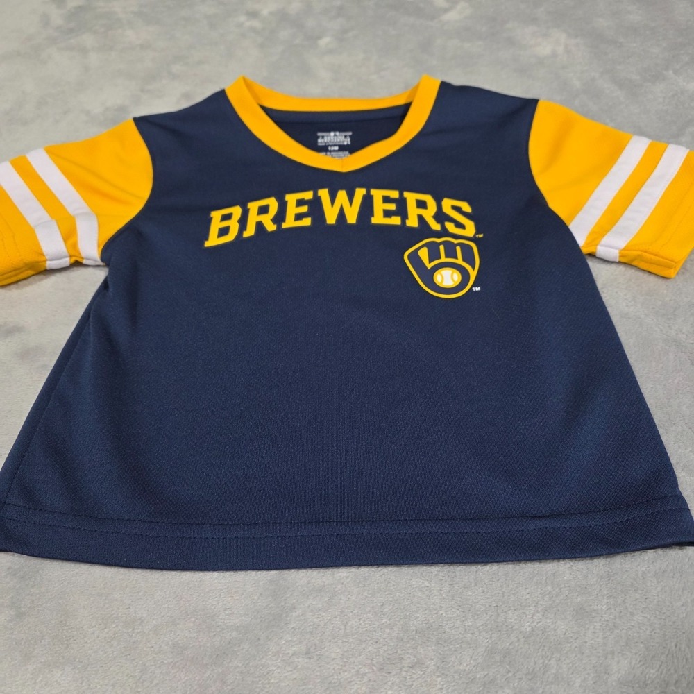 MLB Milwaukee Brewers Infant Boys Pullover Team‎ Jersey in Navy/Yellow, 12M